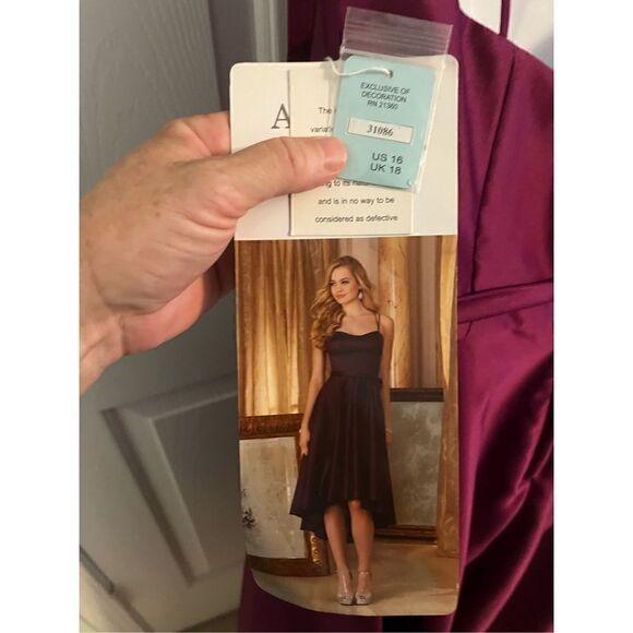 Morilee Madeline Gardner NY Burgundy Formal Dress. Open back.  Size 16 - Picture 3 of 11